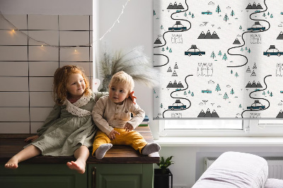 Fabric roller blind Forest and mountain path pattern