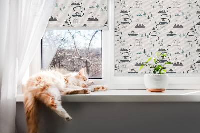 Fabric roller blind Forest and mountain path pattern