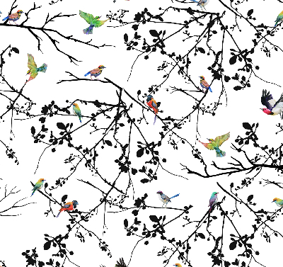 Fabric roller blind Birds on the branches