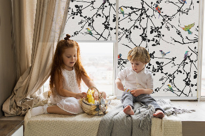 Fabric roller blind Birds on the branches