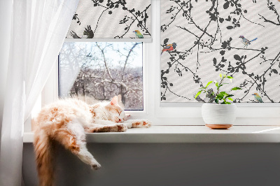 Fabric roller blind Birds on the branches
