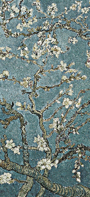 Modern roller blind Twigs on a blue background