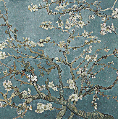 Modern roller blind Twigs on a blue background