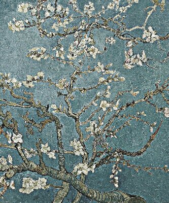 Modern roller blind Twigs on a blue background