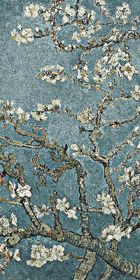 Modern roller blind Twigs on a blue background