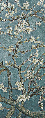 Modern roller blind Twigs on a blue background