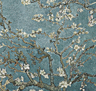 Modern roller blind Twigs on a blue background