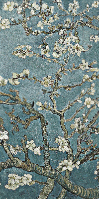 Modern roller blind Twigs on a blue background