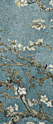 Modern roller blind Twigs on a blue background