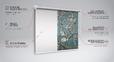Modern roller blind Twigs on a blue background