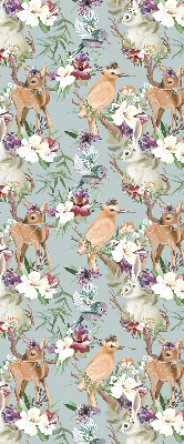 Modern roller blind Roe deer birds and rabbits