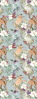 Modern roller blind Roe deer birds and rabbits