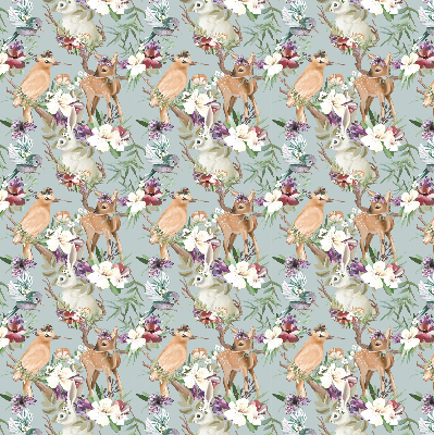 Modern roller blind Roe deer birds and rabbits