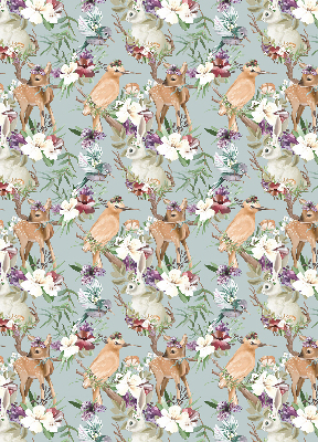 Modern roller blind Roe deer birds and rabbits