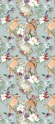 Modern roller blind Roe deer birds and rabbits