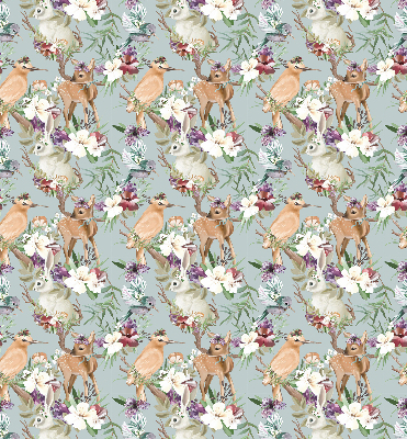 Modern roller blind Roe deer birds and rabbits