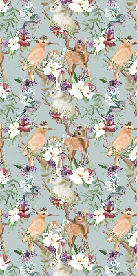 Modern roller blind Roe deer birds and rabbits