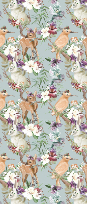 Modern roller blind Roe deer birds and rabbits