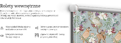 Modern roller blind Roe deer birds and rabbits