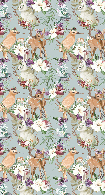 Modern roller blind Roe deer birds and rabbits