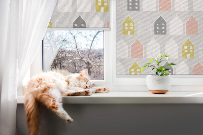 Roller blind for large window Drawn houses
