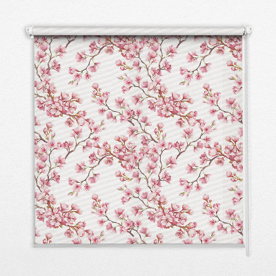 Fabric roller blind Pink petals of buds on the tree