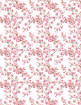 Fabric roller blind Pink petals of buds on the tree