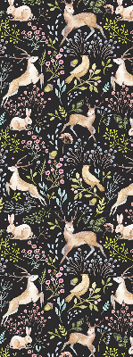 Roller blind for large window Roe deer birds and rabbits