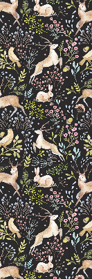 Roller blind for large window Roe deer birds and rabbits