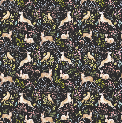 Roller blind for large window Roe deer birds and rabbits