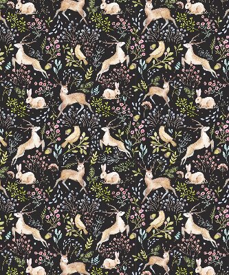 Roller blind for large window Roe deer birds and rabbits