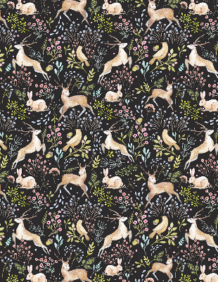 Roller blind for large window Roe deer birds and rabbits