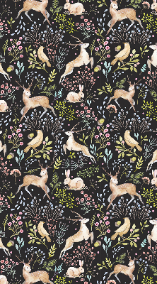Roller blind for large window Roe deer birds and rabbits