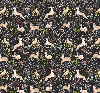 Roller blind for large window Roe deer birds and rabbits