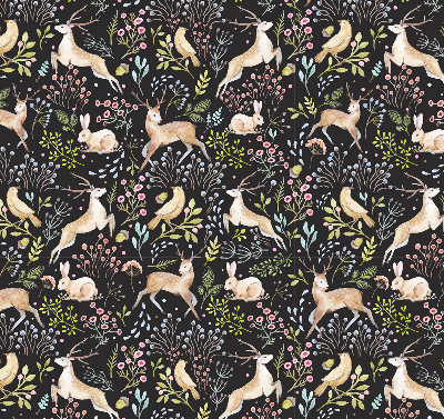 Roller blind for large window Roe deer birds and rabbits