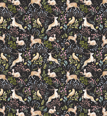 Roller blind for large window Roe deer birds and rabbits