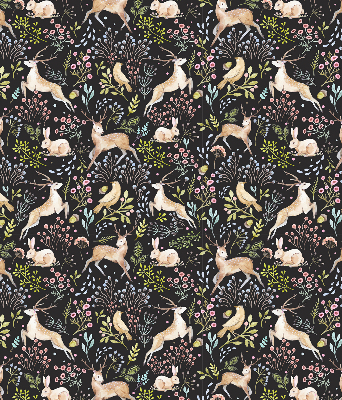 Roller blind for large window Roe deer birds and rabbits