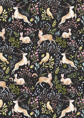 Roller blind for large window Roe deer birds and rabbits