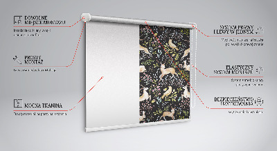 Roller blind for large window Roe deer birds and rabbits