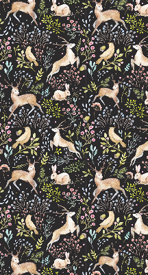 Roller blind for large window Roe deer birds and rabbits