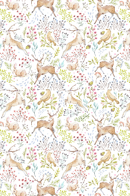 Fabric roller blind Roe deer birds and rabbits