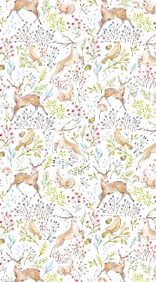 Fabric roller blind Roe deer birds and rabbits