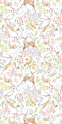 Fabric roller blind Roe deer birds and rabbits
