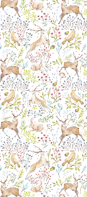 Fabric roller blind Roe deer birds and rabbits