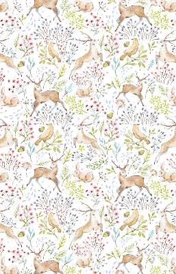 Fabric roller blind Roe deer birds and rabbits