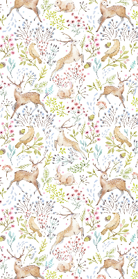 Fabric roller blind Roe deer birds and rabbits