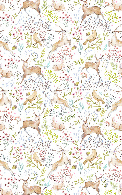 Fabric roller blind Roe deer birds and rabbits