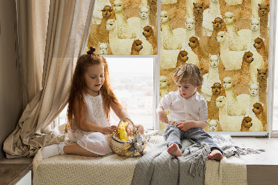 Modern roller blind A herd of alpacas