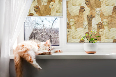 Modern roller blind A herd of alpacas