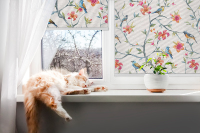 Fabric roller blind Birds on the twigs